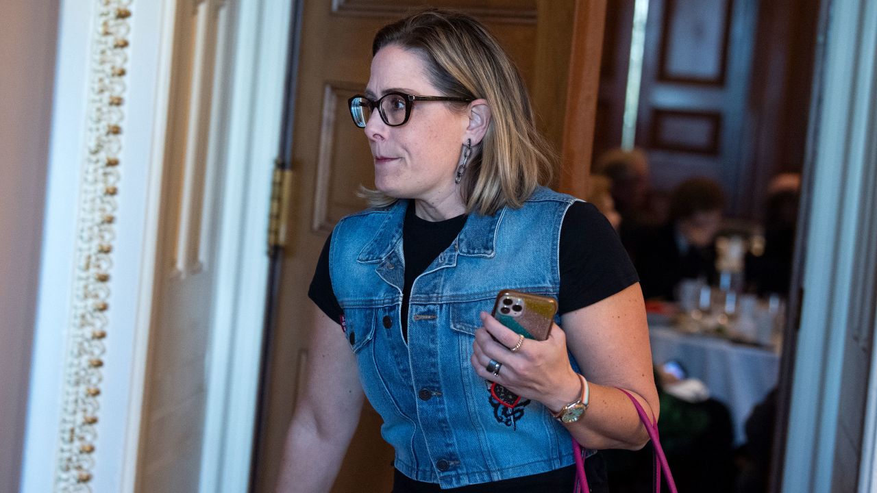 Sen. Kyrsten Sinema wore a denim vest to preside over the Senate chamber.