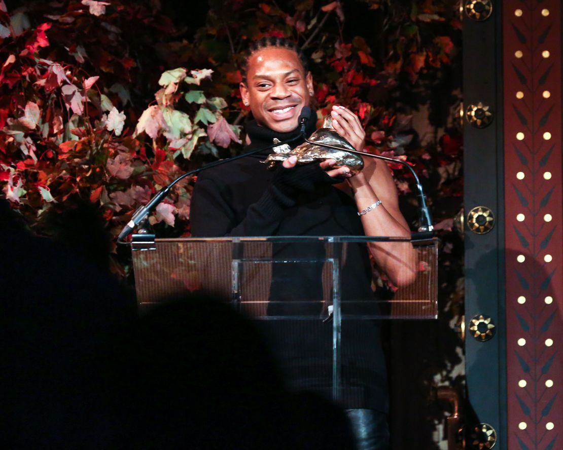 Telfar Clemens accepts the CFDA Vogue Fashion Fund Gala, New York, USA, November 6, 2017.